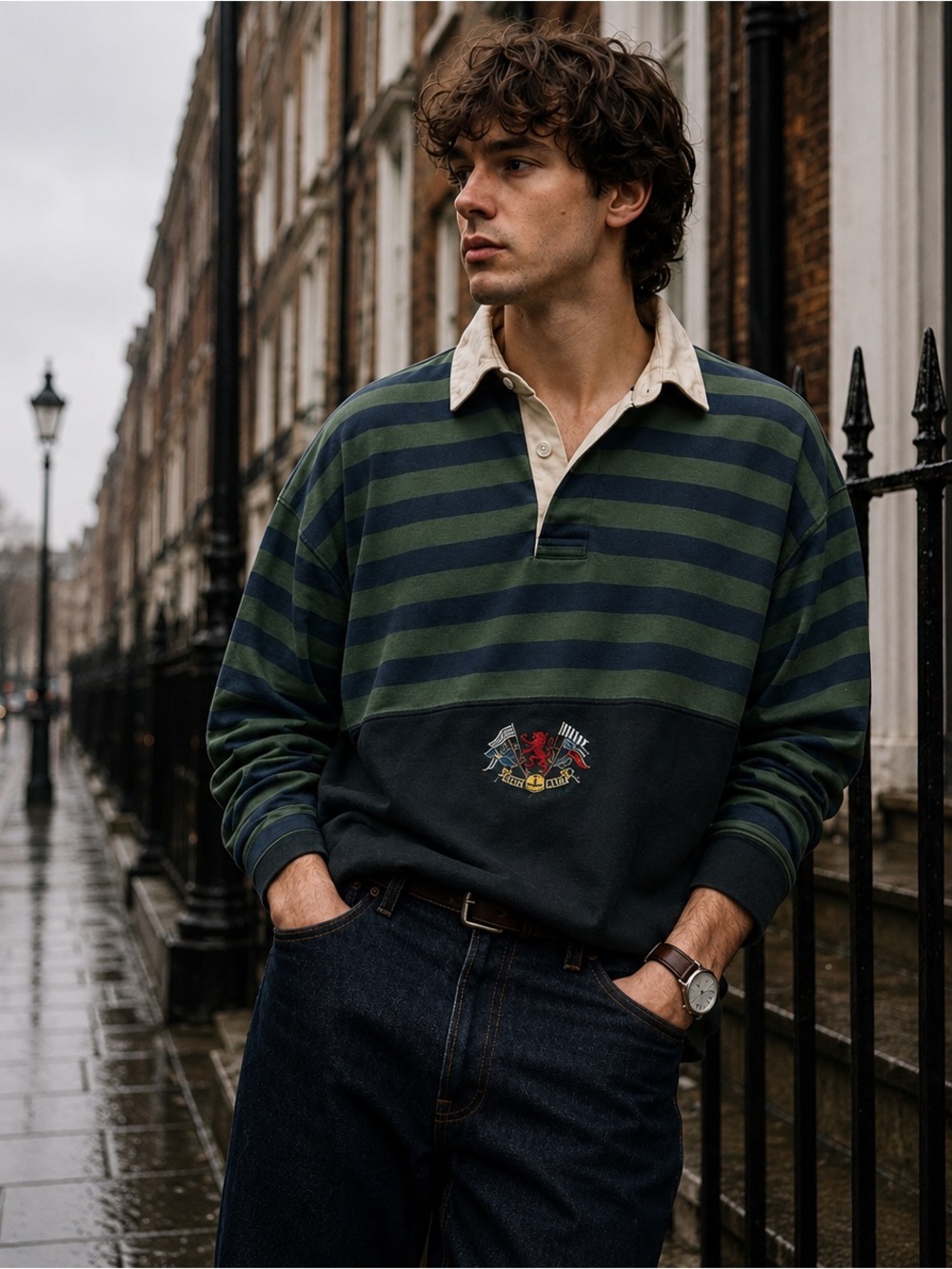 Vintage Benetton Stripe Rugby Shirt Heritage Ivy Preppy Collegiate Euro Prep